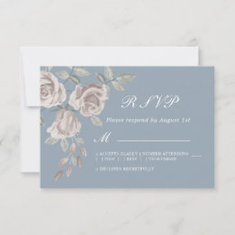 Dusty Blue and Dusty Rose Watercolor Wedding RSVP Card