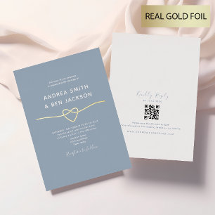 Dusty Blue and Gold Foil Wedding Invitations