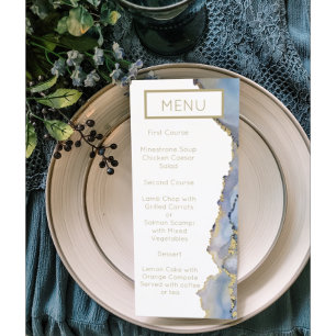 Dusty Blue and Gold Modern Agate Menu