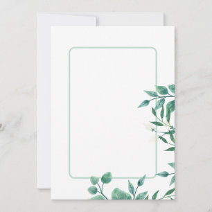 Dusty blue and green leaf version 2 blank invitation