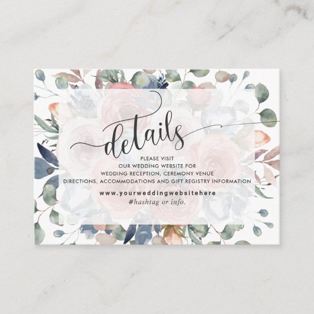 Dusty Blue and Greenery Website / Details  Enclosure Card (Front)