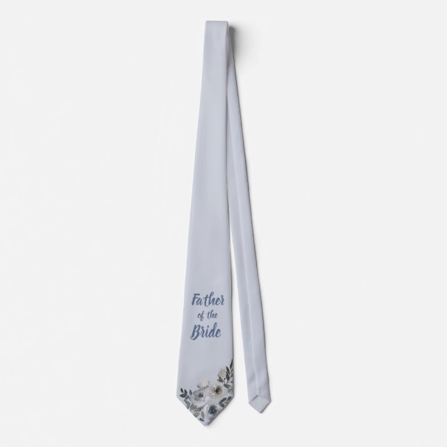 Dusty Blue And Grey Floral Father of the Bride Tie (Front)