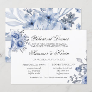 Dusty Blue and Grey Peony Engagement Party Invitation