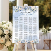 Dusty Blue and Ivory Flowers Alphabetical seating 