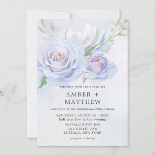 Dusty Blue and Lavender Paint Peony Wedding Invite