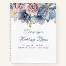 Dusty Blue and Mauve Floral Elegant Modern