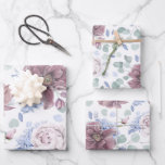 Dusty Blue and Mauve Flowers Botanical Pattern Wrapping Paper Sheet<br><div class="desc">Botanical mauve and dusty blue floral pattern wrapping papers</div>