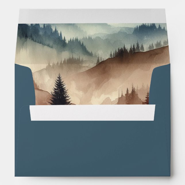 Dusty Blue and Mocha Brown Mountains Envelope (Back (Bottom))