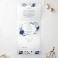 Dusty Blue and Navy Floral Botanical Wedding