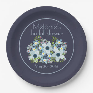 Dusty Blue and Navy Paper Plate