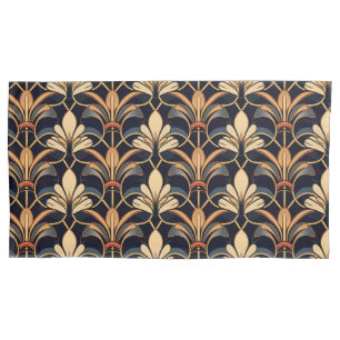 Dusty Blue and Orange Art Deco Pillowcase