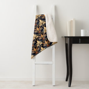 Dusty Blue and Orange Art Deco Sherpa Blanket