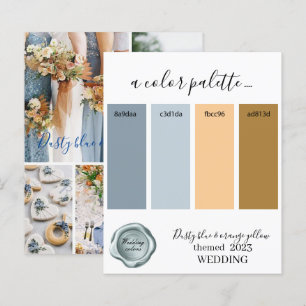 Dusty blue and orange yellow Wedding colours Palet