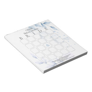 Dusty Blue and Pale Lilac Foliage Bridal Bingo Notepad