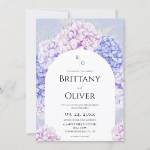 Dusty Blue and Pink Floral Spring Wedding  Invitation