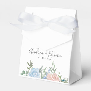 Dusty Blue and Pink Floral Wedding Favour Box