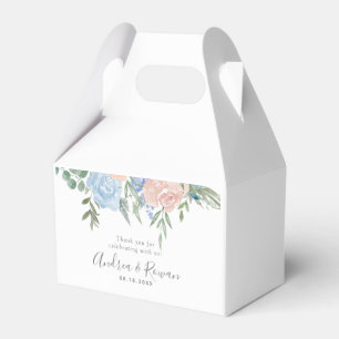 Dusty Blue and Pink Floral Wedding Favour Box