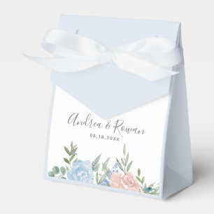 Dusty Blue and Pink Floral Wedding Favour Box