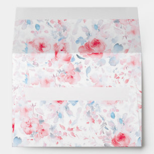 Dusty Blue and Pink Flowers Elegant Romantic Envelope