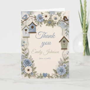 Dusty Blue and Sage Green Baby Shower Thank You Card