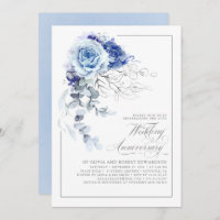 Dusty Blue and Silver Floral Wedding Anniversary