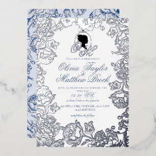 Dusty Blue and Silver Foil Elegant Wedding