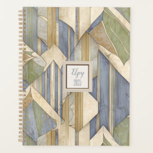 Dusty Blue and Taupe Stripe Hardcover Planner