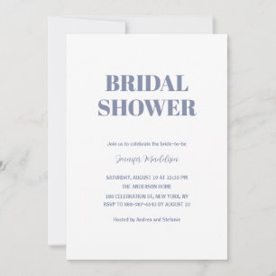 Dusty Blue and White Bridal Shower Save The Date