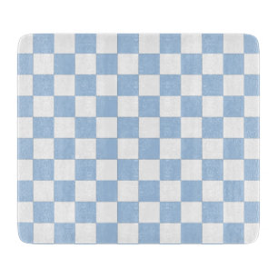 Dusty Blue and White Checkered Cutting Board