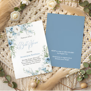 Dusty Blue and White Floral Bridal Shower Invitation