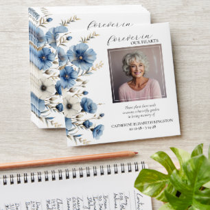 Dusty Blue and White Floral Memorial Seed Packets Envelope