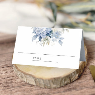 Dusty Blue and White Floral Wedding Place Card