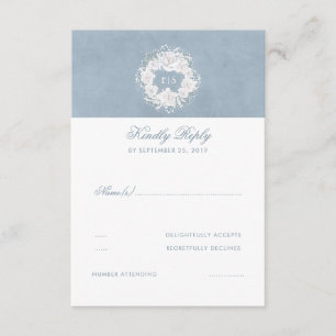Dusty Blue and White Floral Wedding RSVP