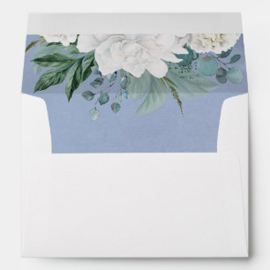 Dusty Blue and White Flowers Elegant Envelope