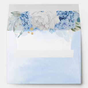 Dusty Blue and White Flowers Elegant Watercolor Envelope