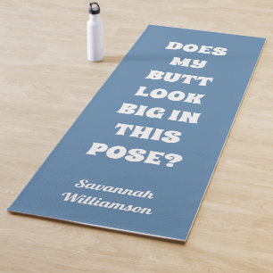 Dusty Blue And White Funny Text Name Typography Yoga Mat