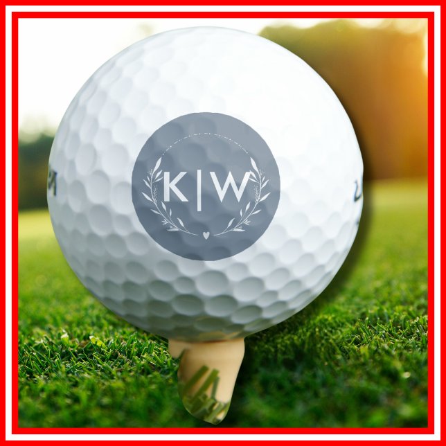 Dusty Blue and White | Modern Initials Monogram Golf Balls (Dusty Blue and White | Modern Initials Monogram Golf Balls)
