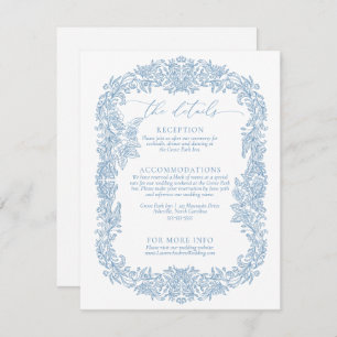 Dusty Blue and White Modern Minimalist Wedding Enclosure Card