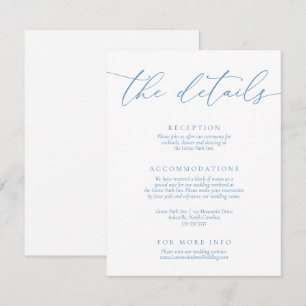 Dusty Blue and White Modern Minimalist Wedding Enclosure Card