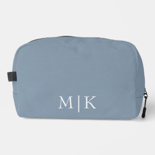 Dusty Blue and White   Modern Monogram Dopp Kit
