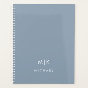Dusty Blue and White Modern Monogram Planner