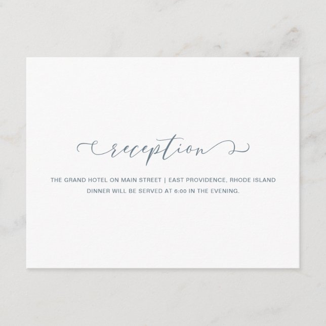 Dusty Blue and White Reception Wedding Enclosure Card (Front)