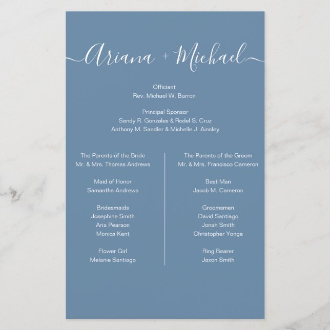 Dusty Blue and White Simple bridal party Minimal (Front)