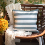 Dusty Blue and White Stripes Cushion<br><div class="desc">Design your own custom throw pillow in any colour to perfectly coordinate with your home decor in any room! Use the design tools to change the background colour behind the white horizontal stripe pattern, or add your own text to include a name, monogram initials or other special text. Every pillow...</div>