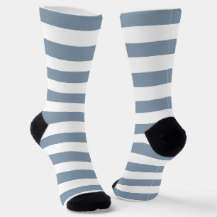 Dusty Blue and White Stripes Socks