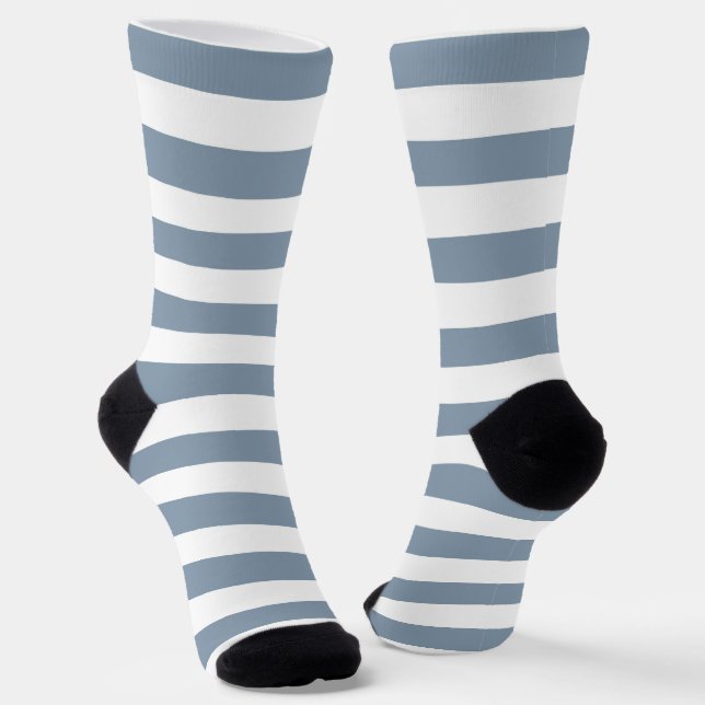 Dusty Blue and White Stripes Socks (Angled)