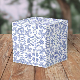 Dusty Blue and White Vintage Patterned Favour Box