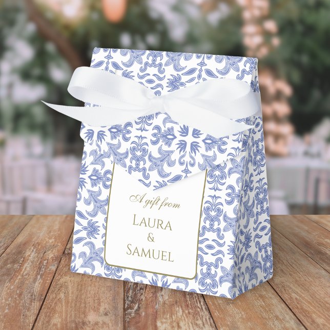 Dusty Blue and White Vintage-style Favour Box (Creator Uploaded)