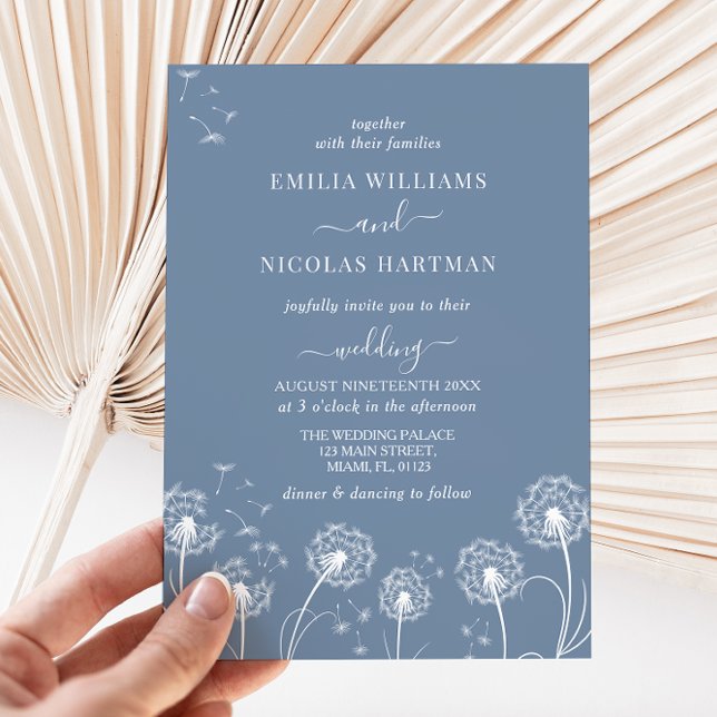 Dusty Blue and White  Wildflower Wedding Invitation (Creator Uploaded)