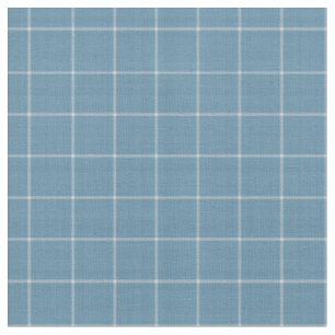 Dusty Blue and White Windowpane Plaid Fabric